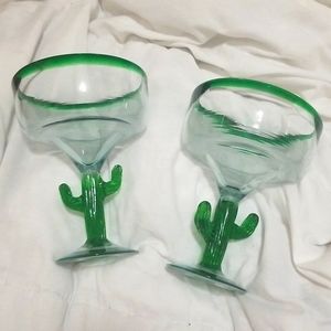 COPY 🇺🇦 New Mexican Style Margarita Saguaro Cactus Stem glasses set of 2